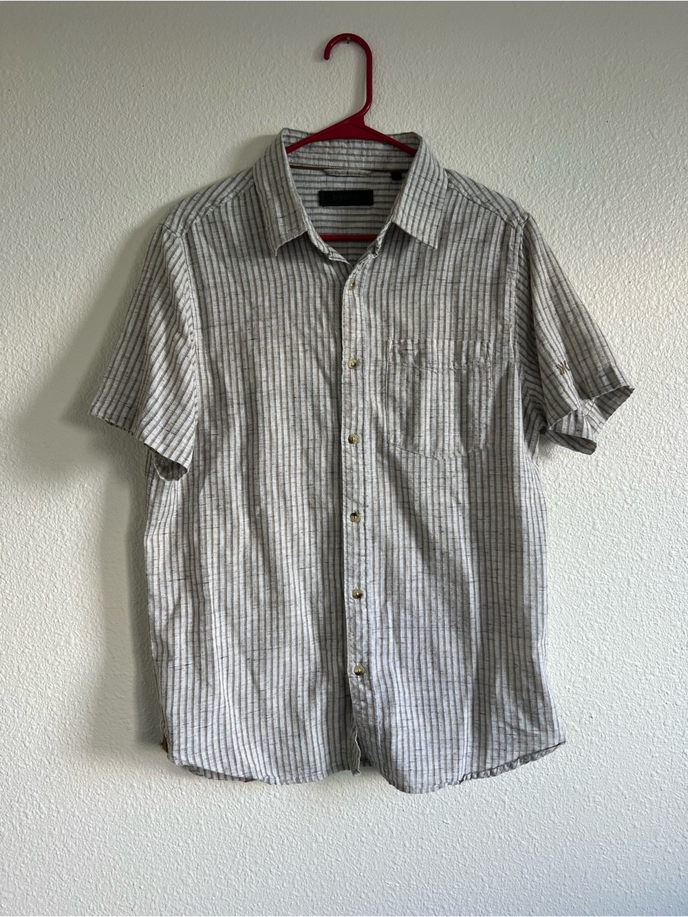 Men's Dakota Grizzly Short-Sleeve Stripe Button-Up Shirt - Light Gray